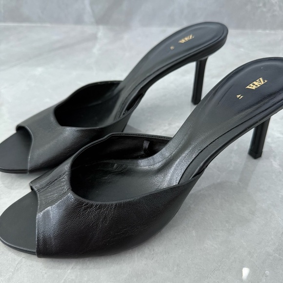 NWOT Women’s Zara Leather Mule Slip On Heel Open Toe Sandals UK 8 EU 41 1303/210 - Picture 5 of 15